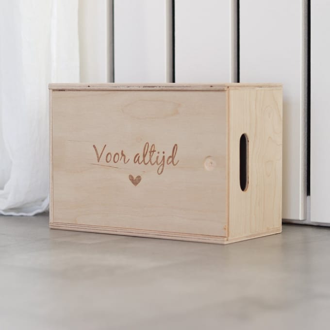Voor altijd - bewaarkist | 30 x 21 x 15 cm | met schuifdeksel | bewaarbox | memorybox | herinneringskist