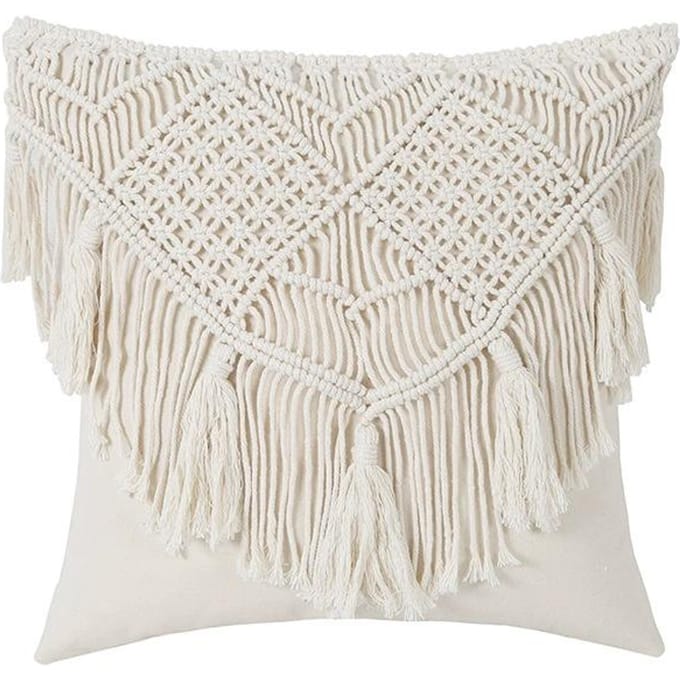 Macramé Kussensloop - Set van 2 Boho Kussensloop 100% Katoen Decoratieve Kwastjes Kussensloop Boho Woondecoratie 45x45cm