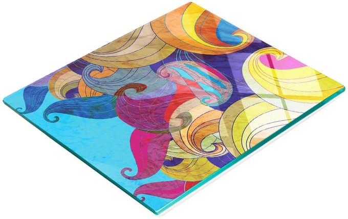 Stijlvol en duurzaam glazen paneel met abstracte print, 60x52 cm