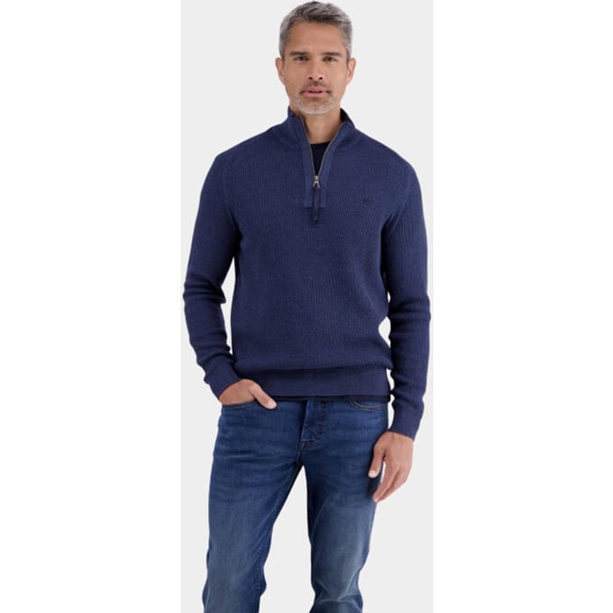 Lerros - Half zip trui - Mannen - L - 485 CLASSIC NAVY - Katoen - 2585423