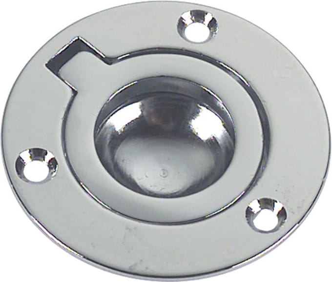 Luikring rond met veer - Messing chroom - 53mm - opschroef