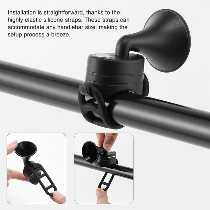 Klaxon de vélo électronique à décibels élevés 120db, sonnette de vélo électrique étanche et Rechargeable Battery Powered black