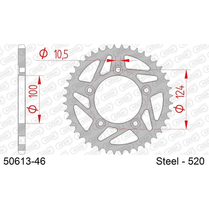 Stalen motortandwiel achteraan Afam 520 46 dents