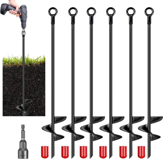 Grondankers 6 stuks - Schuur ankers - Stabiele constructies - Robuust gelegeerd staal - 76 cm lengte