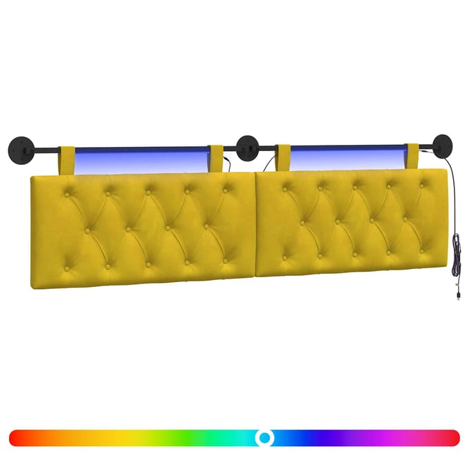 vidaXL - Hangend - hoofdbord - Geel - Fluweel