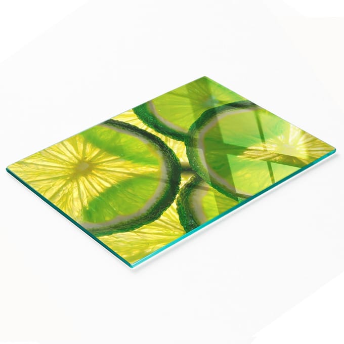 Glazen snijplank met decoratieve limoenprint, 80x52 cm
