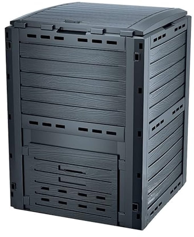 Composteerder 280 liter - kunststof compostbak met deksel en luik - tuinafval en biologisch afval container