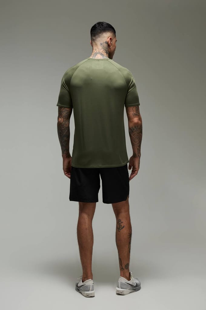 Tall Men's Active Lightweight Essentials Gym Regular Fit Raglan T-shirt | Khaki | Size Medium
