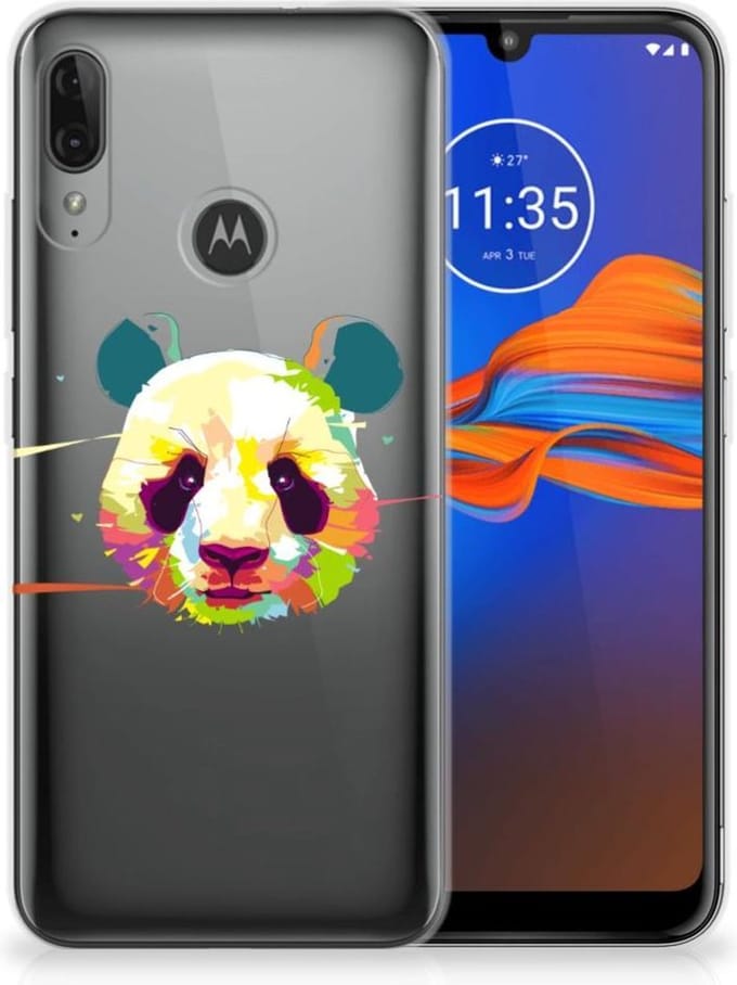 Motorola Moto E6 Plus Telefoonhoesje met Naam Panda Color