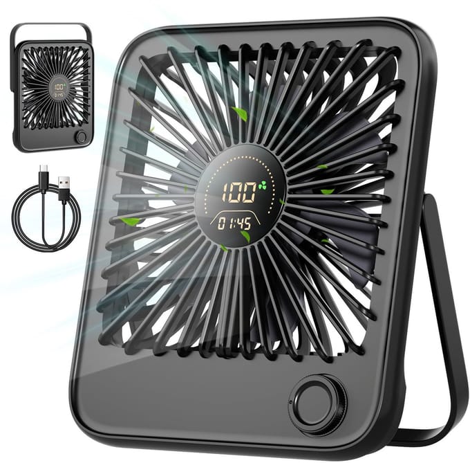 Unyqoos® Tafelventilator met 100 instelbare snelheden, stil en draagbaar met USB en oplaadbare batterij