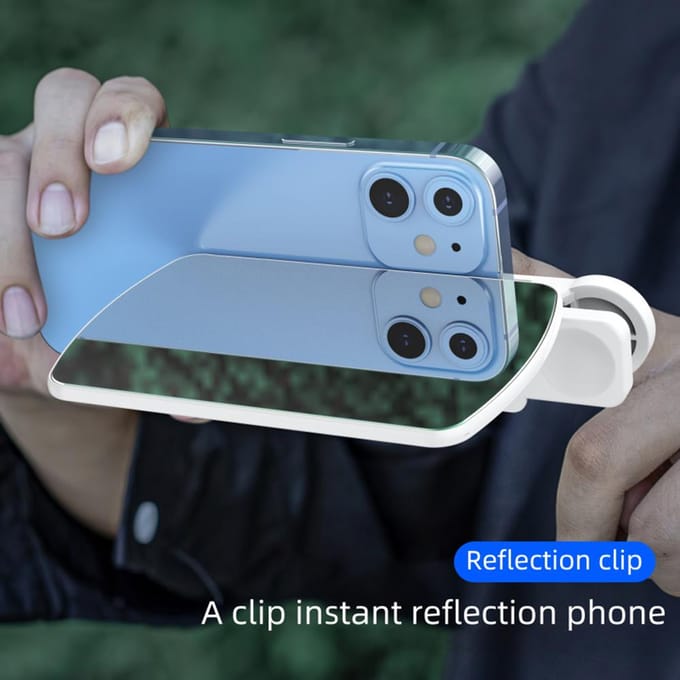 Draagbare Smartphone Camera Spiegel Reflectie Clip Kit met Draagtas Reinigingsdoekje Verstelbaar