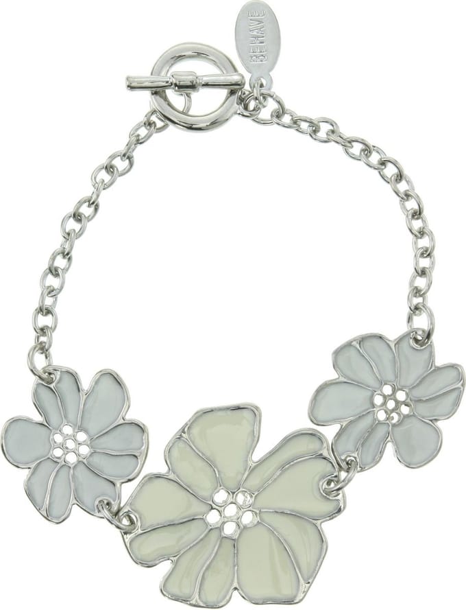 Behave - Armband - bloemdesign zilverkleur - lente accessoire - 16,5 cm