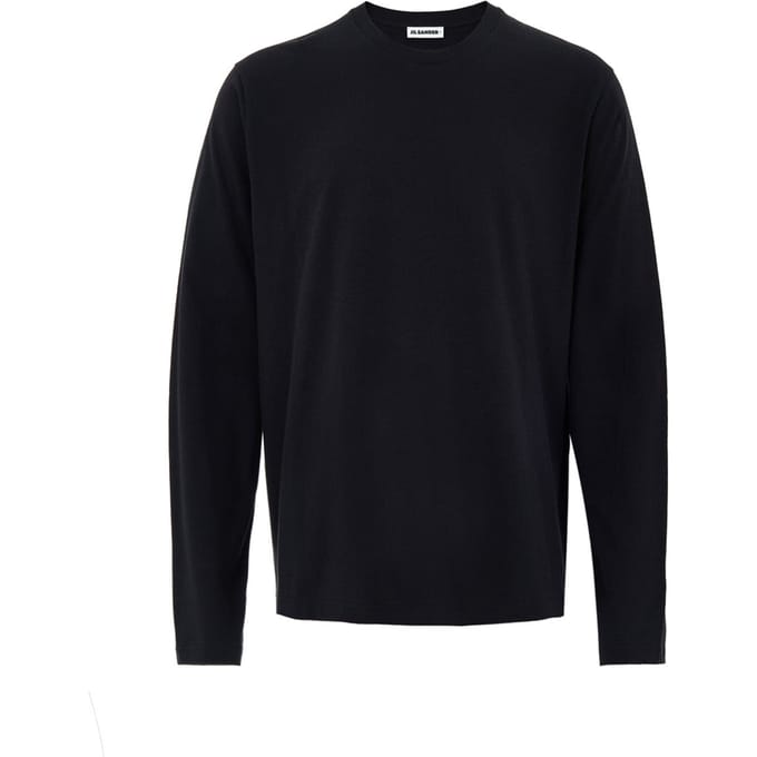 Zwarte T-Shirt lange mouwen met borduurlogo Jil Sander