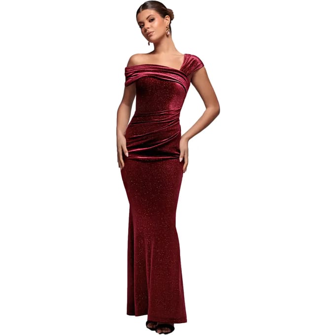 Asymmetrische aansluitende jurk voor dames Goddiva Maxi