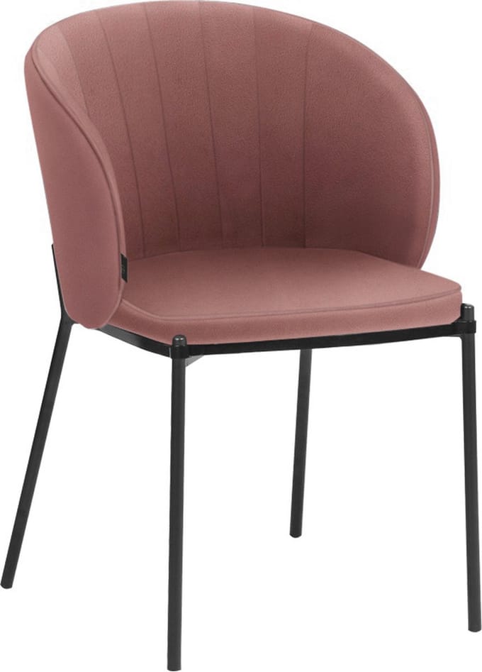 Keira-Eetkamerstoel - Roze Fluweel - Set van 2