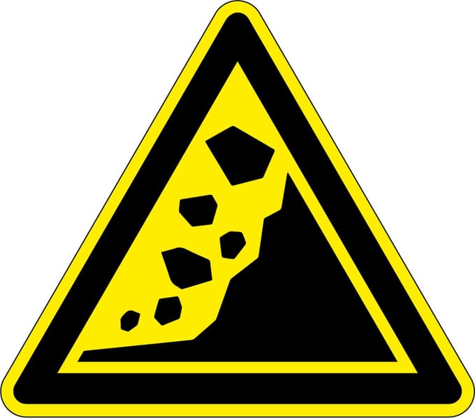 Waarschuwingssticker aardverschuivingsgebied, W078 100 mm