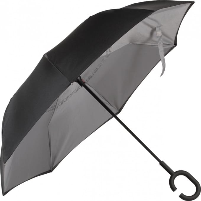 Kimood Omgekeerde, handenvrije paraplu KI2030 - Black / Slate Grey - One size