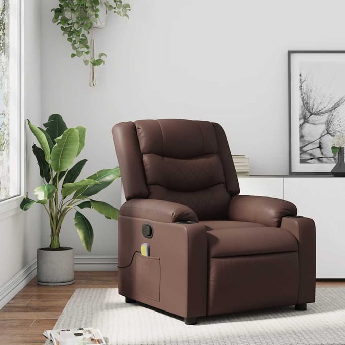vidaXL - Massagestoel - verstelbaar - kunstleer - bruin