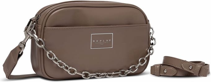REPLAY Schoudertas Handtas Crossbody Bag Pale Grey Brown Beige
