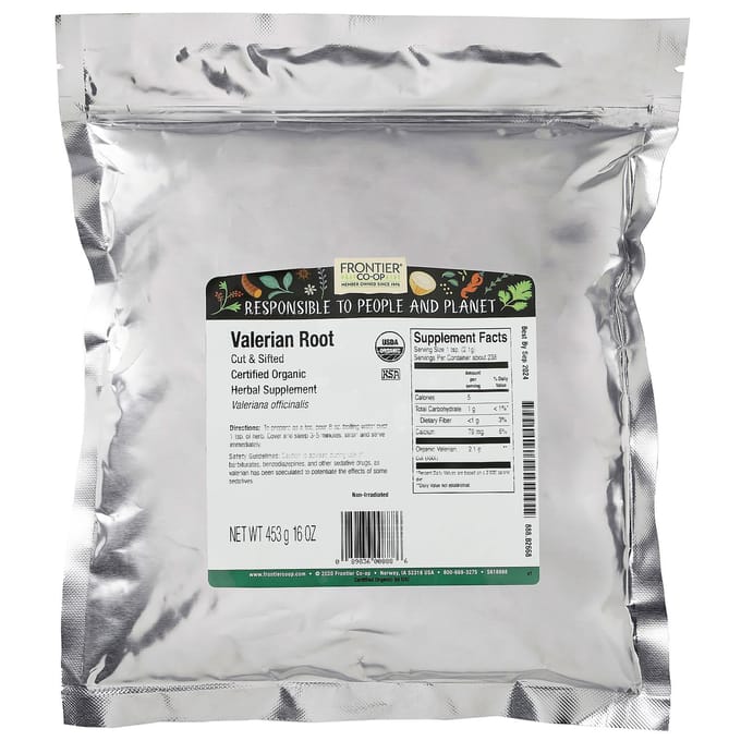 Frontier Co-Op, Organic Cut Valerian Root, 453G (16Oz) black