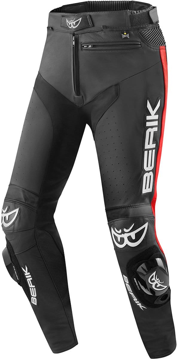 Berik Track Zwart Rood Leren Motorbroek - Broek