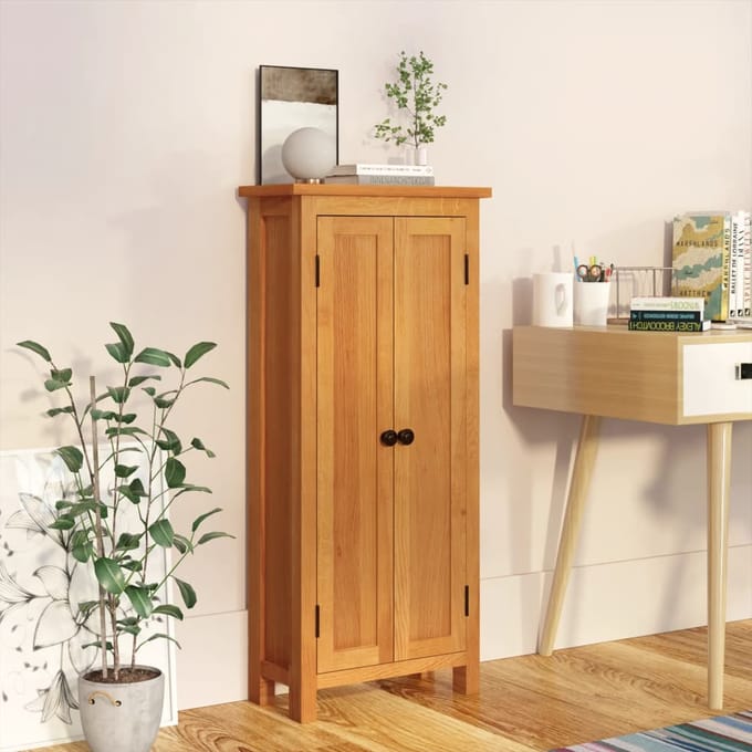 vidaXL - Opbergkast - 50x22x110 - cm - massief - eikenhout