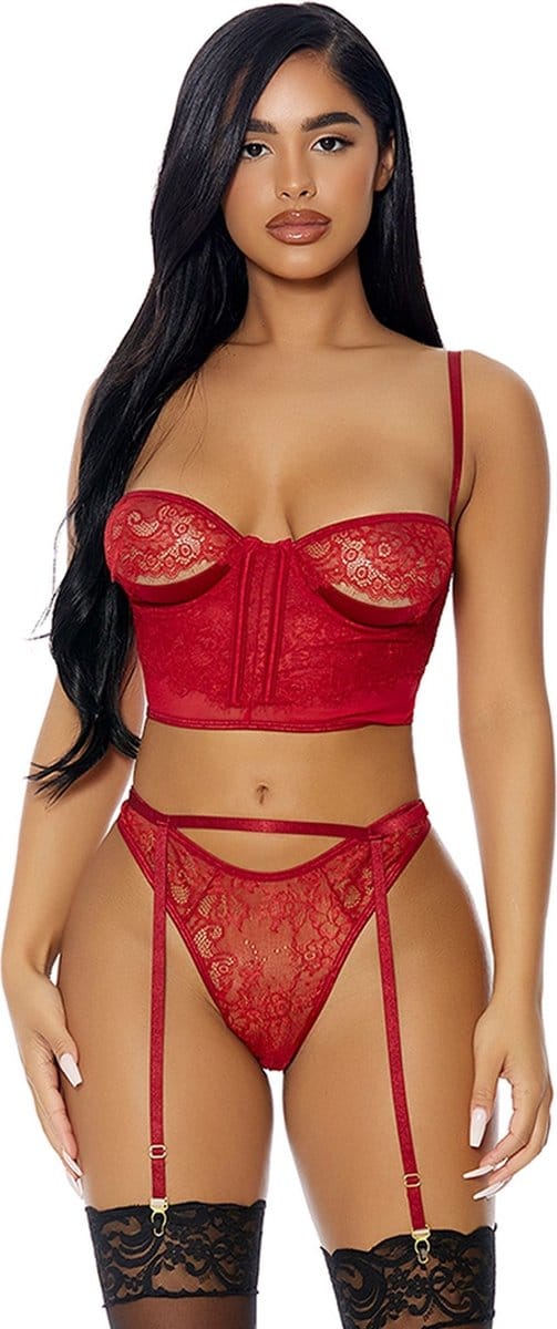 Forplay Peek Inside - Lingerie Set wine M