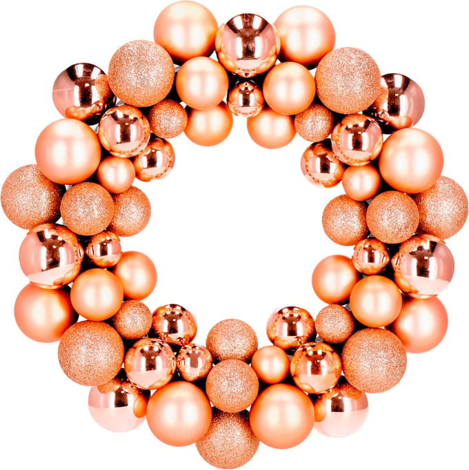 Kerstkrans | Kerst Decoratie | 34 cm | Goud | Rosegoud