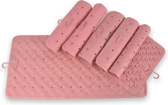 Set van 6 Antislipmat Douche Roze 76x36cm – 100% Natuurlijk Rubber - Voor Badkamer & Sanitair