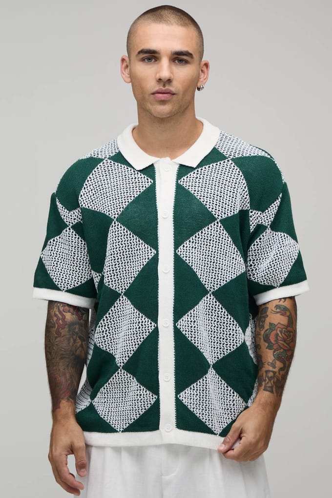 Gebreid Shirt Met Ontspannen Pasvorm En Open Haaksteek | Green | Size Small