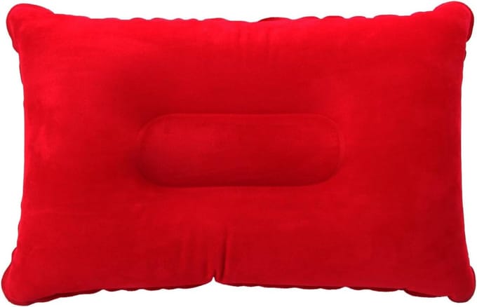 Opblaasbaar Kussen - Kampeer Kussen - Comfortabel Reizen - Dubbelzijdig Ontwerp - 42 x 27 cm - Rood