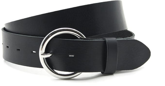 Damesriem zwart - Basic leren riem 4cm met zilveren gesp - Leer - Basic riem - Casual chique - Maat 85