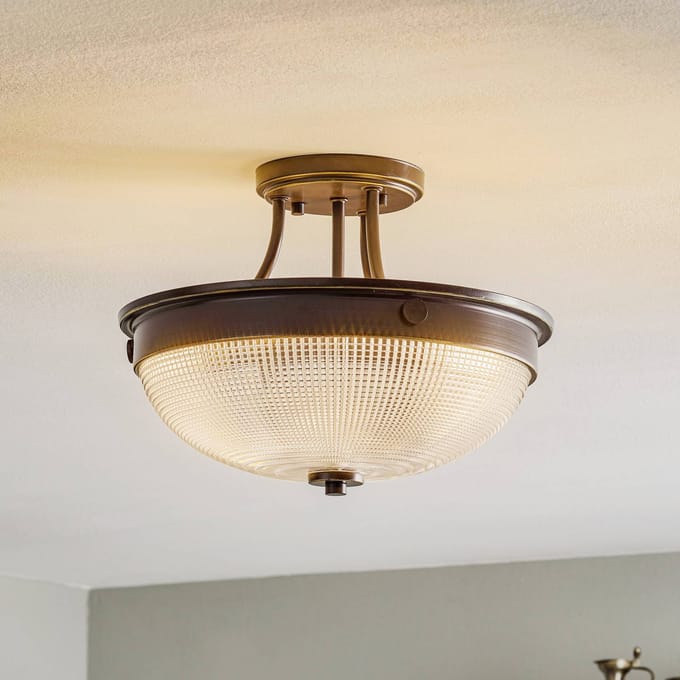 Quoizel LED Plafondlamp Mantle | 2X E27 Max 60W | Dimbaar | Palladian Bronze