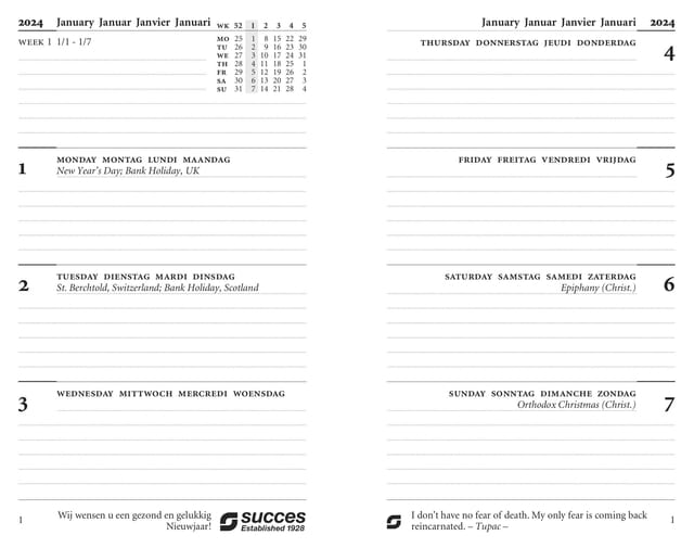 Calendarium 2027 Succes Senior 7 dagen/2pagina's