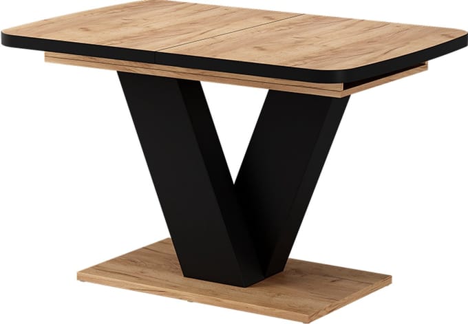 Vicco Eettafel Fenaro, Zwart/Eiken, 120-160 x 80 cm uitschuifbaar