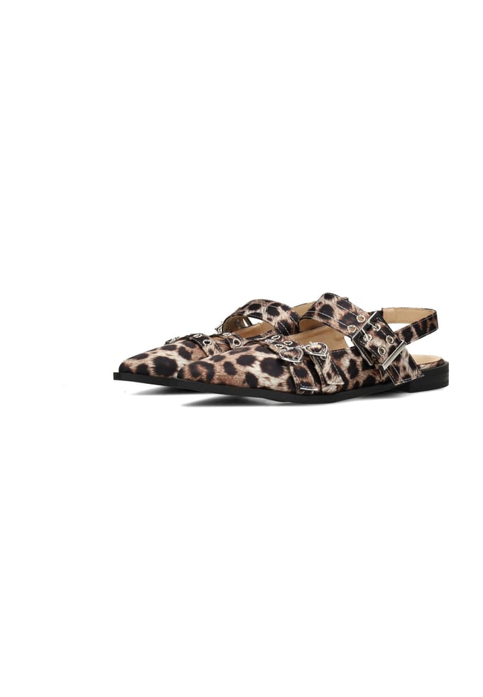 POSH by Poelman AVA Dames Slingbacks - Bruin met dierenprint