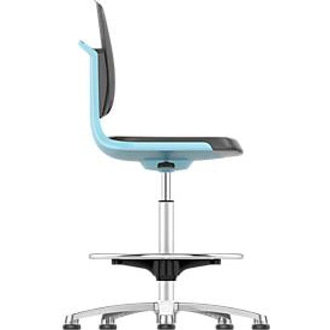 Labsit hoge bureaustoel, kunstleer, glijders, B 450 x D 420 x H 520 - 770 mm, blauw