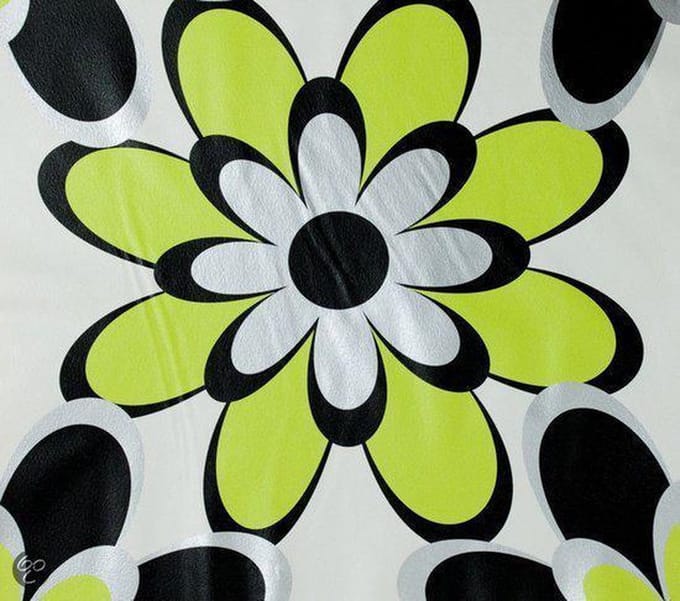 Dutch Wallcoverings Papierbehang - Bloem - Groen/zwart/zilver