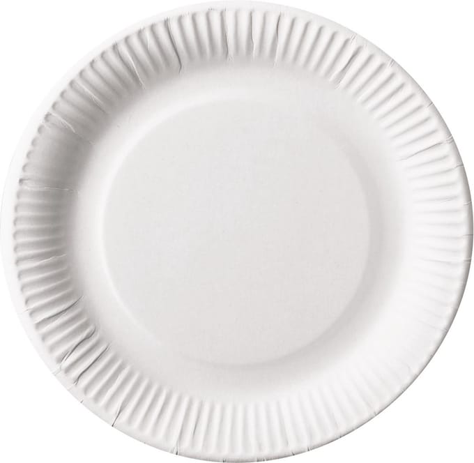 Bord pure, rond, wit, diameter 23 cm, uit karton, pak van 100 stuks 6 stuks