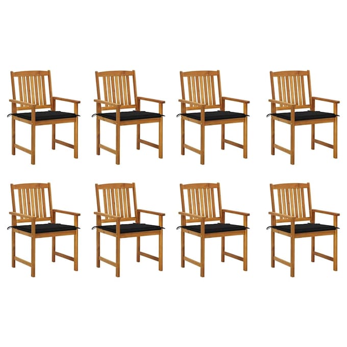 vidaXL - Tuinstoelen - 8 - st - met - kussens - massief - acaciahout