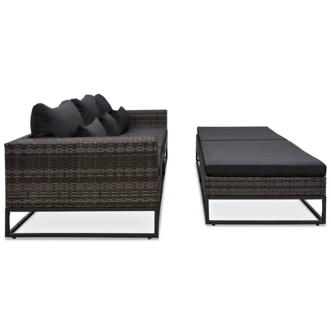 vidaXL - 5-delige - Loungeset - met - kussens - poly - rattan - grijs