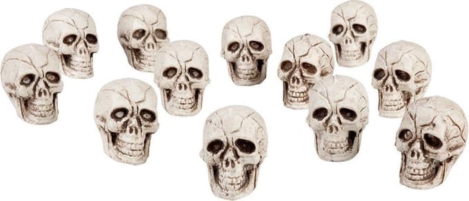 Boland Halloween Doodskoppen - 12x stuks - mini - 4 x 3 cm - schedels - halloween versiering