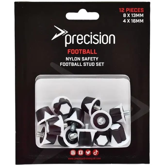 Precision Voetbalnoppen Safety 13/16 Mm Nylon Zwart/wit 12 Stuks