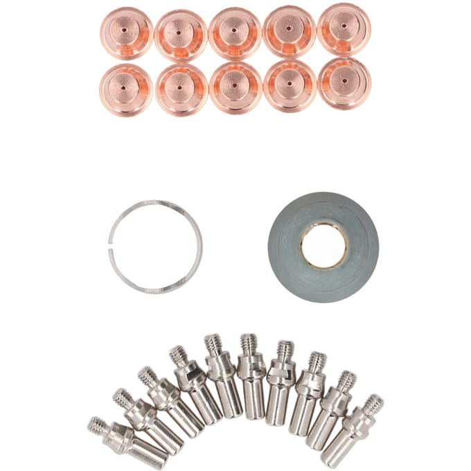 22-delige Set Plasmasnijder Elektrode Tip Kit Messing Elektrodetips Beschermkap en Afstandshouder Gids voor PT60