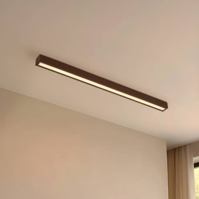 Lucande LED plafondlamp Emara, donker hout, eiken, dimbaar