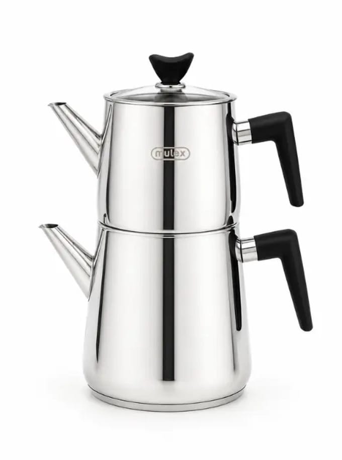 Mulex – theepotset – 18/10 – capsulebodem – RVS – inductie 1,5/2,5 l, glazen deksel