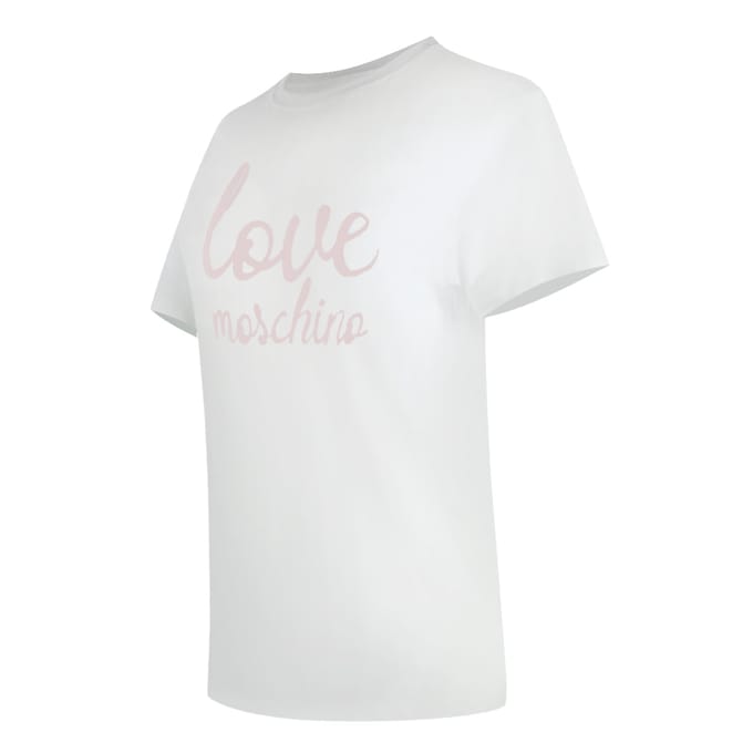 Love Moschino T-shirt Met Opvallend Roze Logo In Wit
