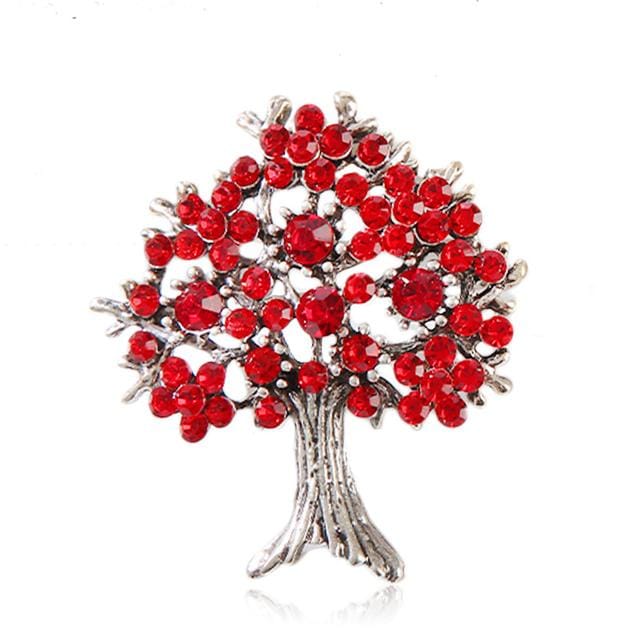 Vintage Exquise Mode Niche Fortuinboom Broche Brochespeld Strass Legering Sieraden Kledingaccessoires red