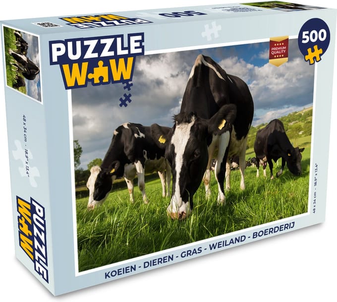 Puzzel Koeien - Dieren - Gras - Weiland - Boerderij - Legpuzzel - Puzzel 500 stukjes
