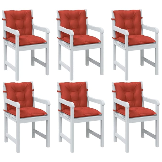 vidaXL - Stoelkussens - 6 - st - lage - rug - 100x50x7 - cm - stof - gemêleerd - rood